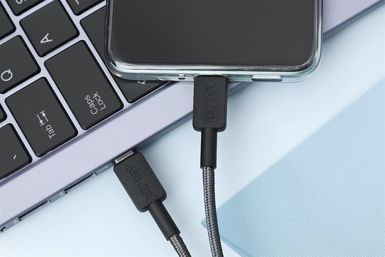 Cáp sạc nhanh và truyền dữ liệu Type-C - Type-C 60W 0.9m Anker 322 A81F5 Màu Đen