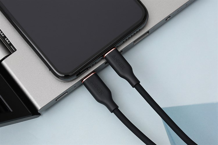 Cáp sạc nhanh và truyền dữ liệu Type-C - Lightning 20W 0.9m Anker PowerLine III Flow A8662 Màu Đen