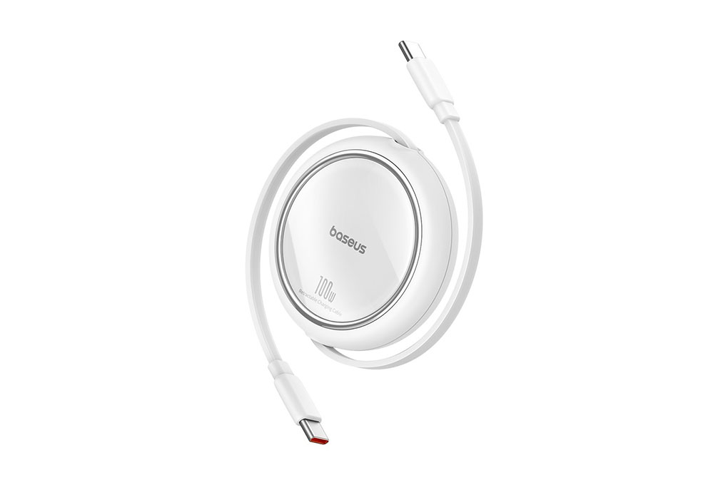 Cáp Dây Rút Type C - Type C 1m Baseus Retractable Bright Mirror CB000062 Màu Trắng