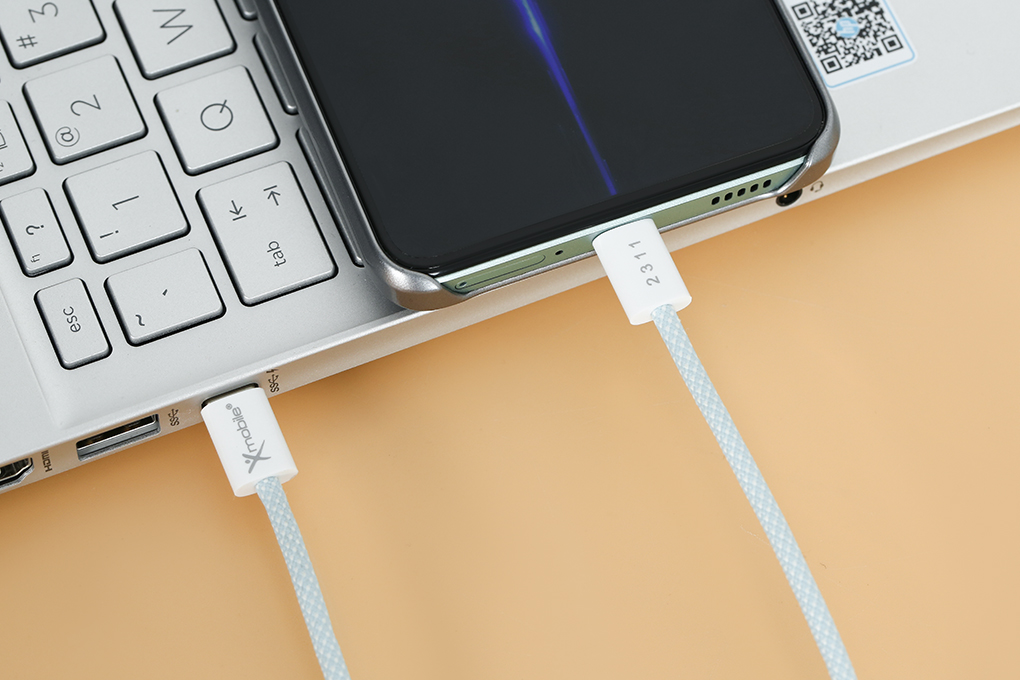 Cáp sạc nhanh và truyền dữ liệu Type-C - Type-C 60W 1m Xmobile DS103 Màu Xanh da trời nhạt