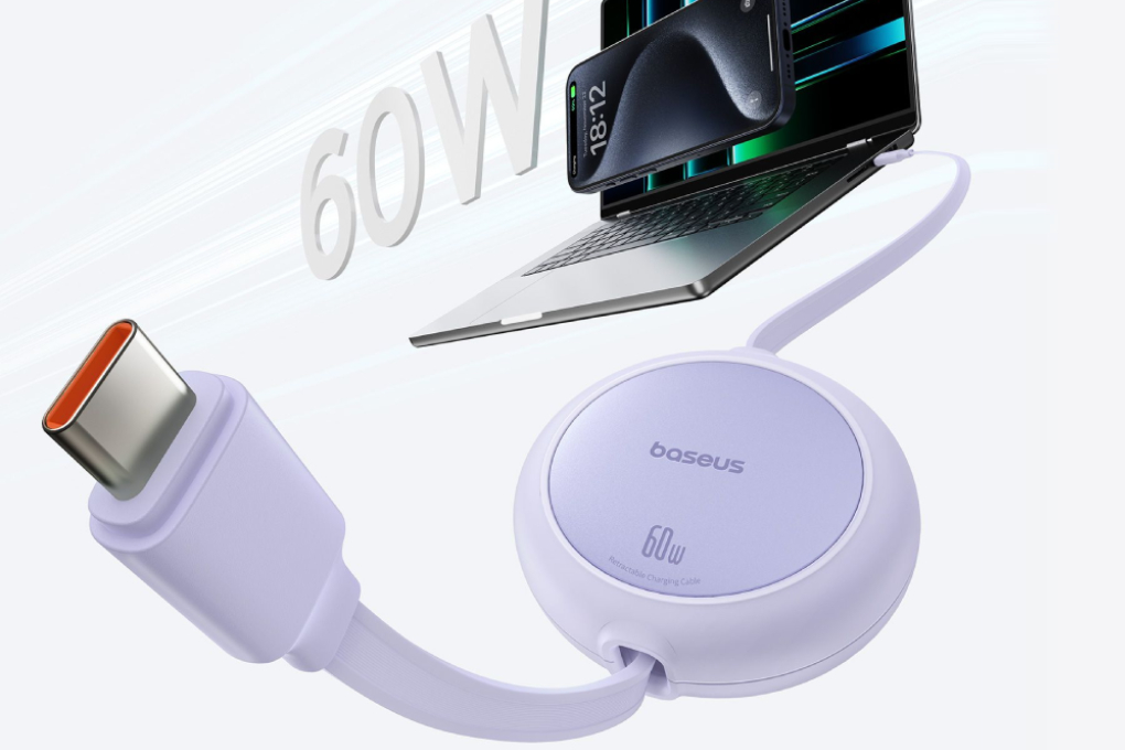 Cáp sạc nhanh và truyền dữ liệu Type-C - Type-C 60W 1m Baseus Retractable Free2Pull Mini CB000088 - 4