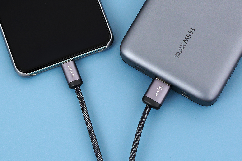 Cáp sạc và truyền dữ liệu USB-A - Type-C 15W 1m Xmobile DR-T10 Màu Đen
