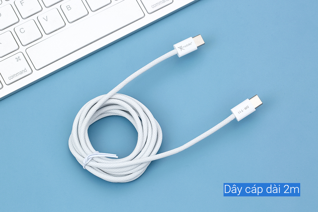 Cáp sạc nhanh Type-C - Type-C 60W 2m Xmobile DR-T11 Màu Xám nhạt