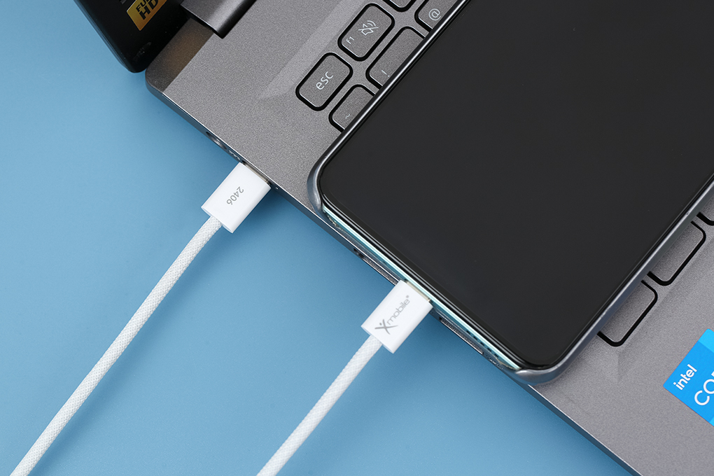 Cáp sạc nhanh Type-C - Type-C 60W 2m Xmobile DR-T11 Màu Xám nhạt