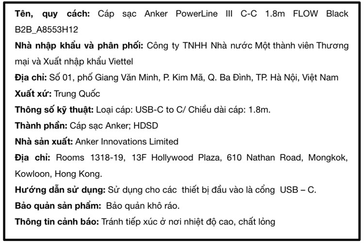Cáp Type C - Type C 1.8m Anker PowerLine III Flow A8553 Màu Đen