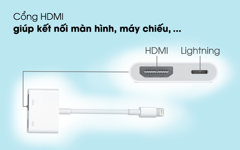 Cổng HDMI giúp kết nối màn hình, máy chiếu - Adapter chuyển đổi Lightning sang cổng HDMI Apple