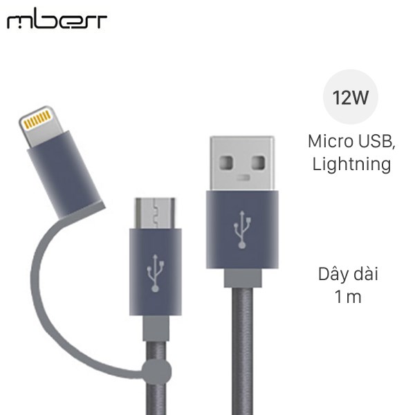 Dây cáp 2 in 1 Lightning và Micro USB 1 m M-Best DS089-TB