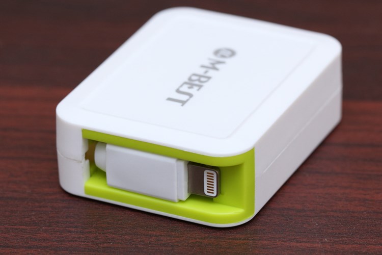 Dây cáp Lightning 0.8 m dây rút M-Best DS020-TB Màu Trắng - Xanh lá