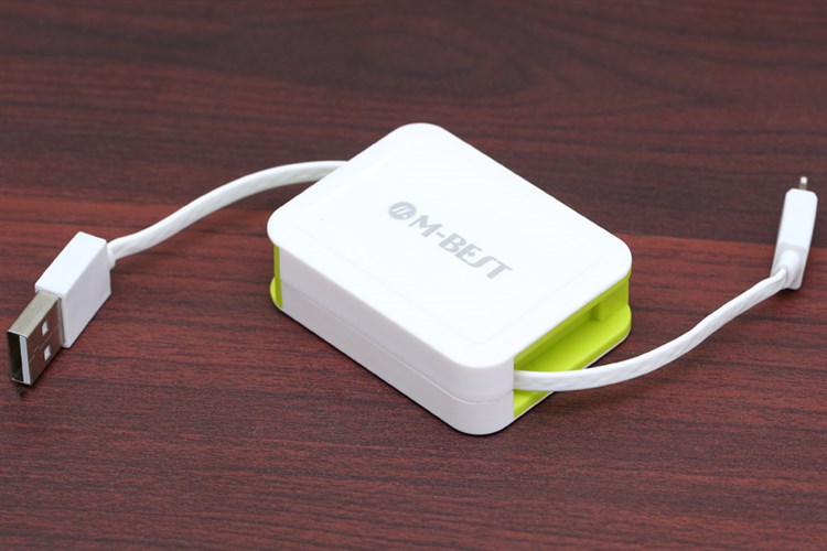 Dây cáp Lightning 0.8 m dây rút M-Best DS020-TB Màu Trắng - Xanh lá