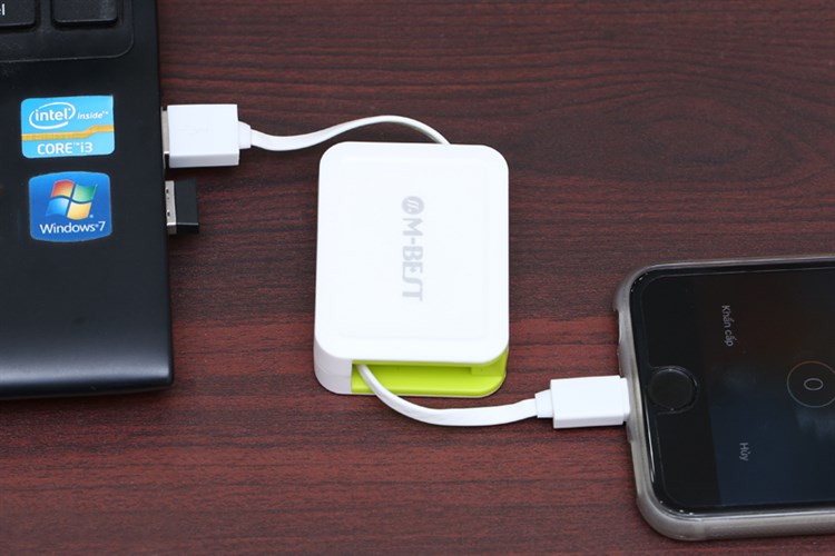 Dây cáp Lightning 0.8 m dây rút M-Best DS020-TB Màu Trắng - Xanh lá