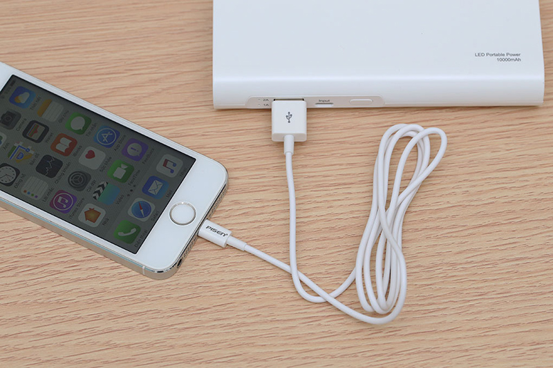 Cáp Lightning Pisen AL01-1000 Trắng - Sạc pin cho điện thoại bằng pin sạc dự phòng