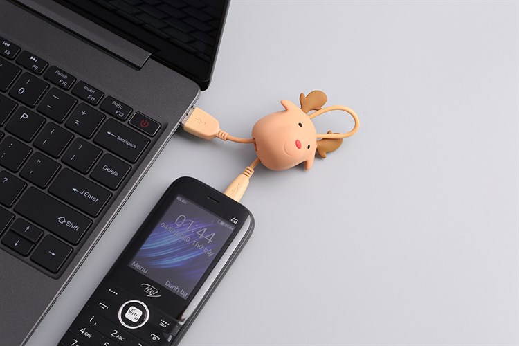 Dây cáp Micro USB 20 cm Xmobile DS015-TB Tuần lộc Nâu Màu Nâu