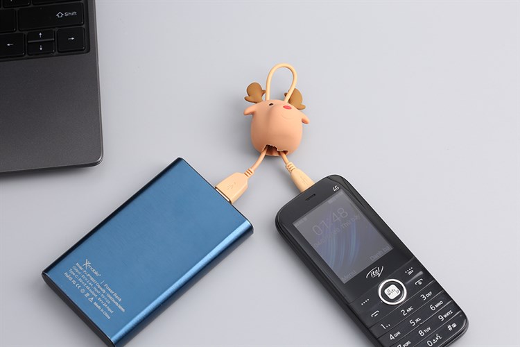 Dây cáp Micro USB 20 cm Xmobile DS015-TB Tuần lộc Nâu Màu Nâu
