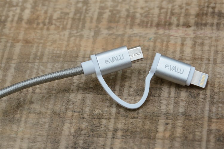 Dây cáp 2 in 1 Lightning và Micro USB 0.2 m eValu LTD-02 Màu Bạc