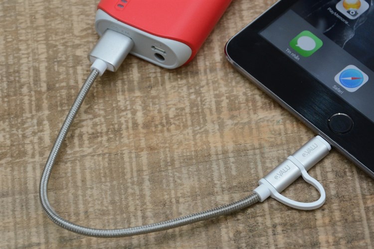 Dây cáp 2 in 1 Lightning và Micro USB 0.2 m eValu LTD-02 Màu Bạc