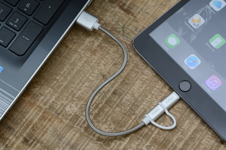 Dây cáp 2 in 1 Lightning và Micro USB 0.2 m eValu LTD-02 Màu Bạc