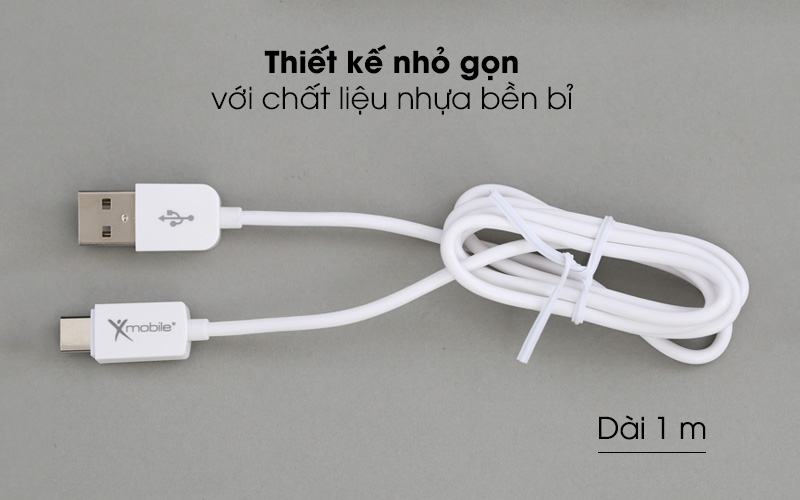 Thiết kế nhỏ gọn với chất liệu nhựa bền bỉ - Dây cáp Type-C 1 m Xmobile MU09-1000 Thiết kế nhỏ gọn với chất liệu nhựa bền bỉ - Dây cáp Type-C 1 m Xmobile MU09-1000