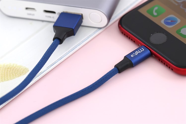 Dây cáp Lightning 2 m e.VALU LTL-04 Màu Xanh Dương