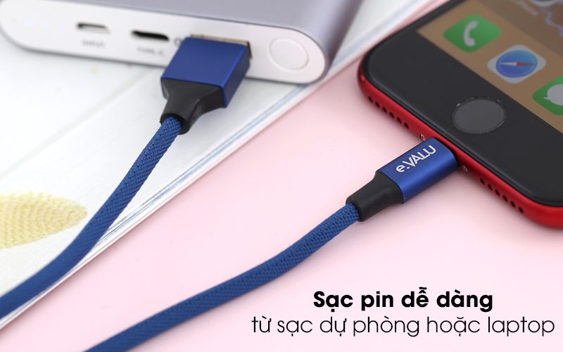 Dễ dàng sạc pin cho điện thoại - Dây cáp Lightning 2 m e.VALU LTL-04