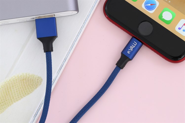 Dây cáp Lightning 2 m e.VALU LTL-04 Màu Xanh Dương