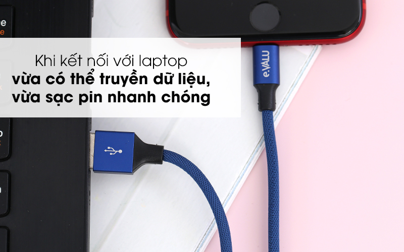 Truyền dữ liệu nhanh chóng - Dây cáp Lightning 2 m e.VALU LTL-04