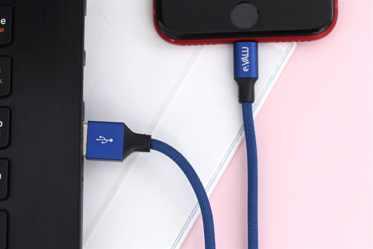 Dây cáp Lightning 2 m e.VALU LTL-04 Màu Xanh Dương