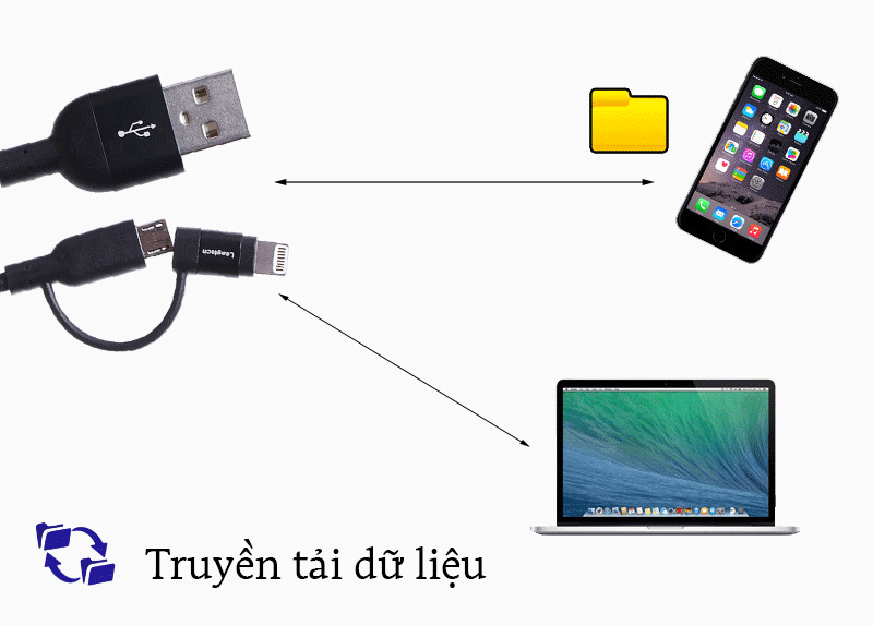 Cáp 2 trong 1 1 m MFI Leagtech LTDM-01 - Bạn có thể dùng để sạc điện thoại hay truyền và tải dữ liệu