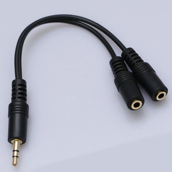 Cáp chia Audio 2 cổng 3.5 mm 10 cm Vcom CV-203G Đen