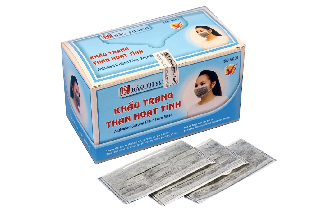 Khẩu trang y tế Bảo Thạch 4 lớp màu xám hộp 50 cái - 06/2024 ...