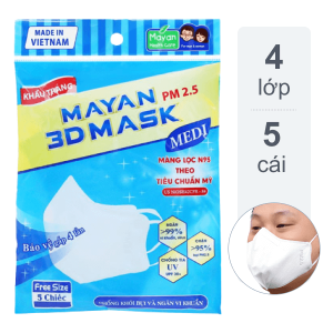 Khẩu trang Mayan 3D Mask PM 2.5 5 cái (giao màu ngẫu nhiên)