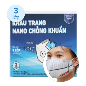 Khẩu trang vải Hanvico Nano chống độc 2 cái - giao mẫu ngẫu nhiên