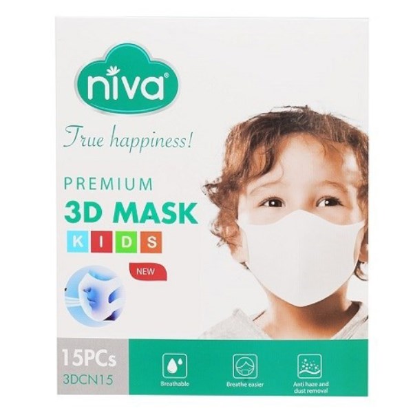 Hộp 15 Cái Khẩu Trang Y Tế 3D Cho Bé Niva 3 Lớp