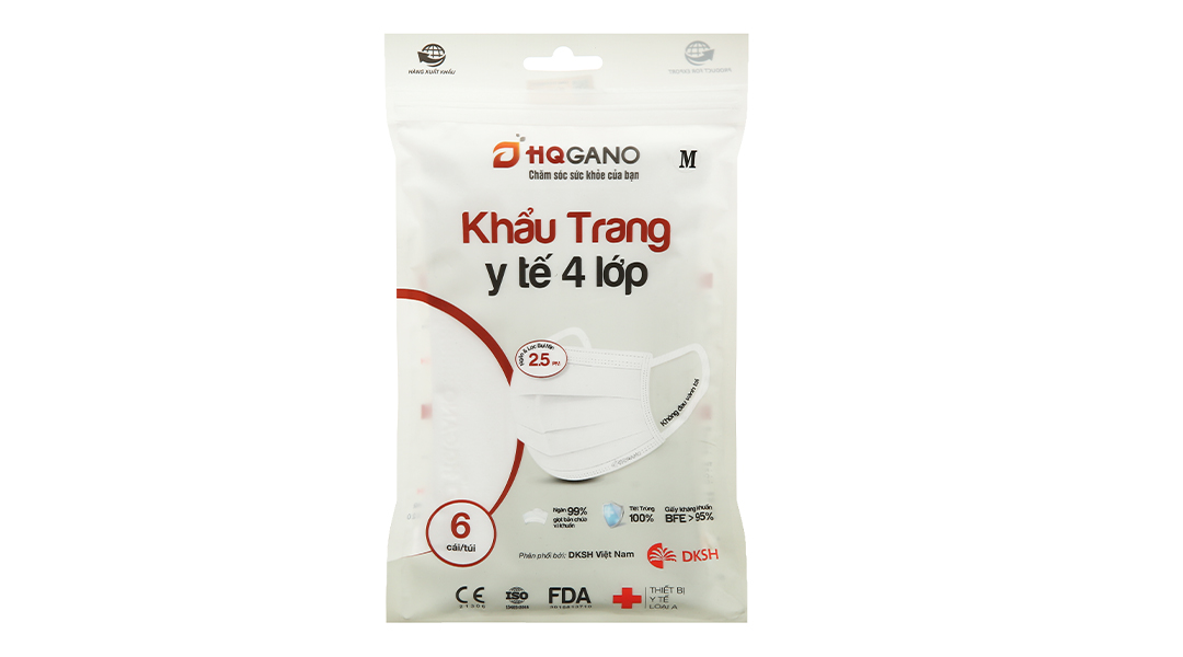 Khẩu trang y tế HQ Gano 4 lớp màu trắng