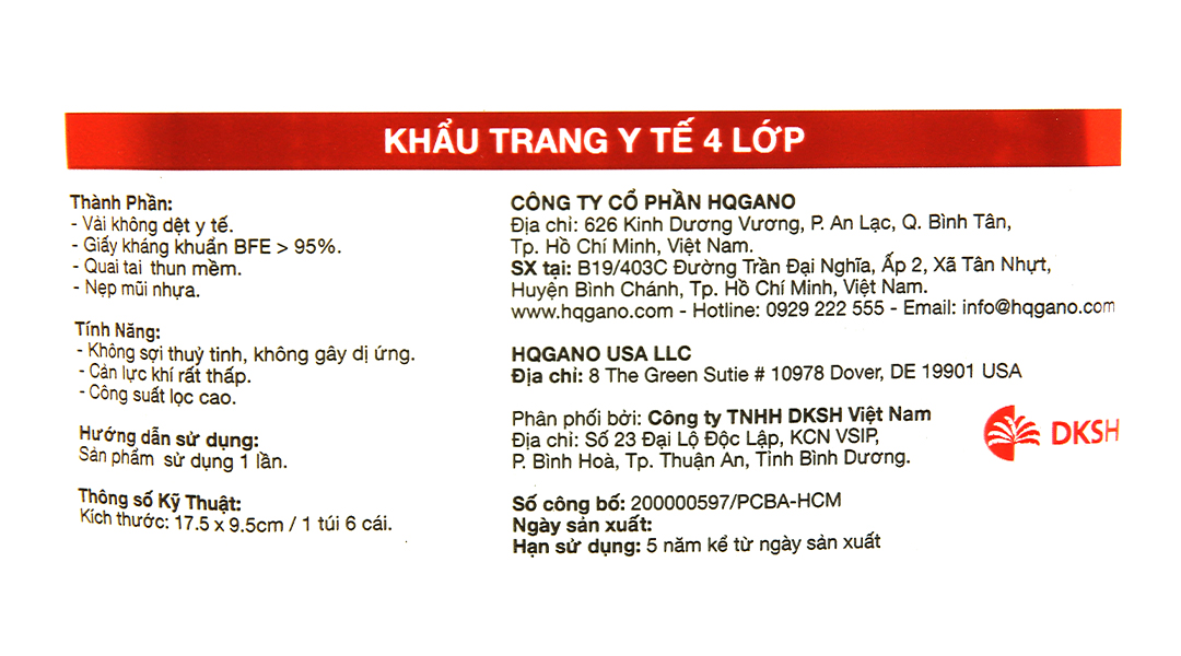 Khẩu trang y tế HQ Gano 4 lớp màu trắng