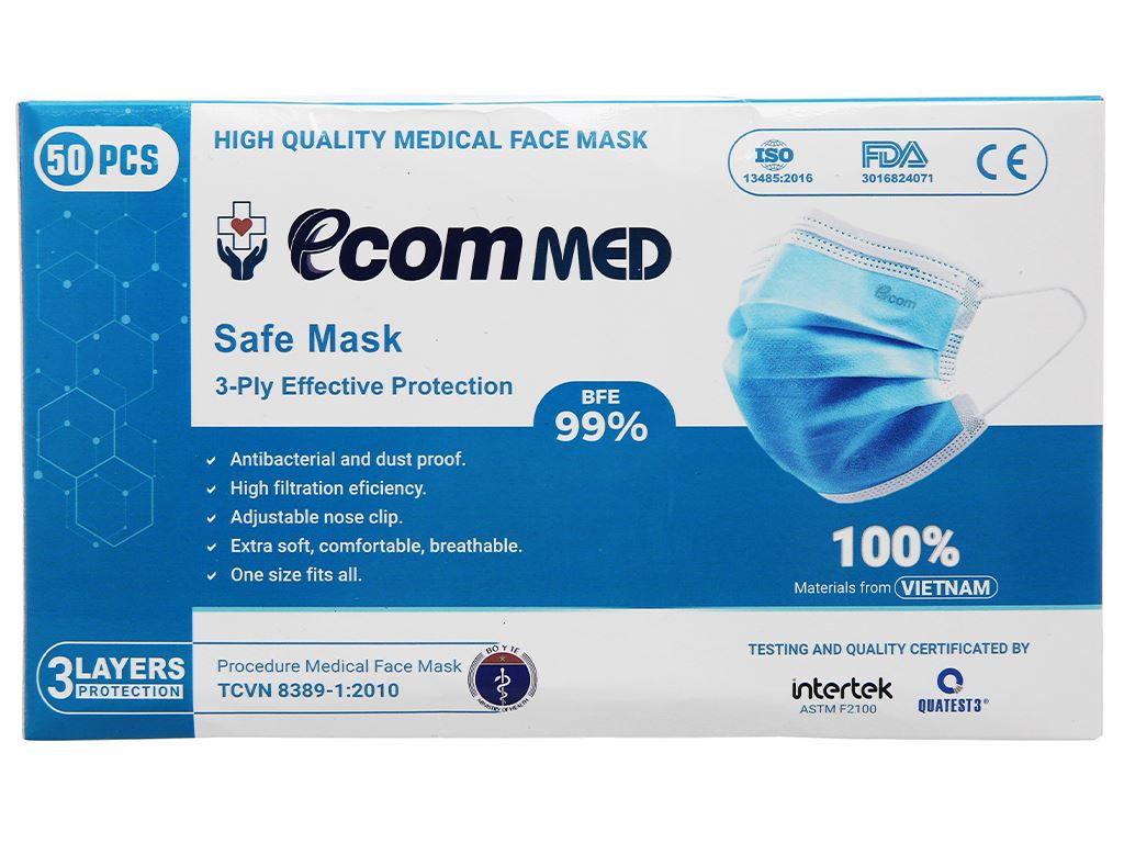 Khẩu trang Ecom MED Safe Mask 3 lớp hộp 50 cái 3