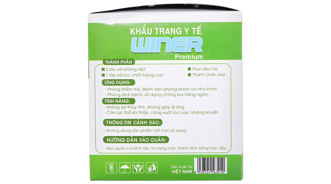 Khẩu trang y tế Winer 4 lớp màu xanh