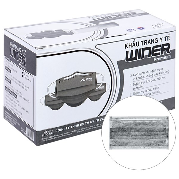 Khẩu trang y tế Winer 4 lớp màu xám