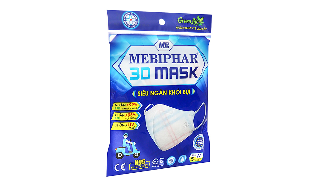 Khẩu trang y tế Mebiphar 3D mask có họa tiết size M