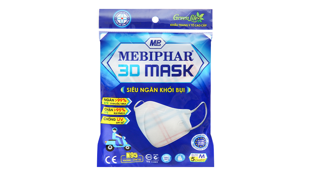 Khẩu trang y tế Mebiphar 3D mask có họa tiết size M