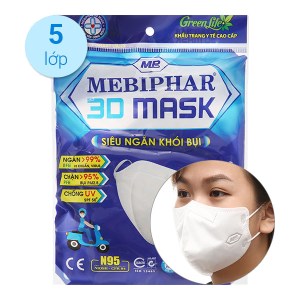 Khẩu trang Mebiphar 3D Mask siêu ngăn khói bụi gói 5 cái (giao màu ngẫu nhiên)