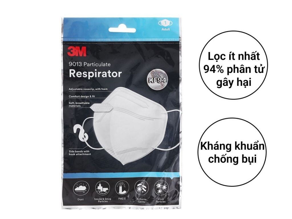 Khẩu trang 3M 3 lớp KF94 9013 màu trắng 2