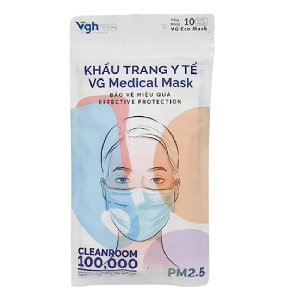 Túi 10 cái khẩu trang y tế VGH VG Medical 3 lớp - AVAKids.com