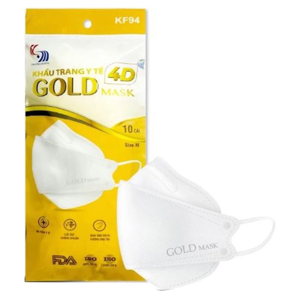 Khẩu trang y tế Gold Mask KF94 màu trắng gói 10 cái