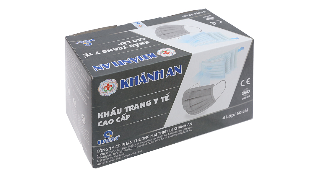 Khẩu trang y tế Khánh An 4 lớp màu xám hộp 50 cái - 07/2024 ...