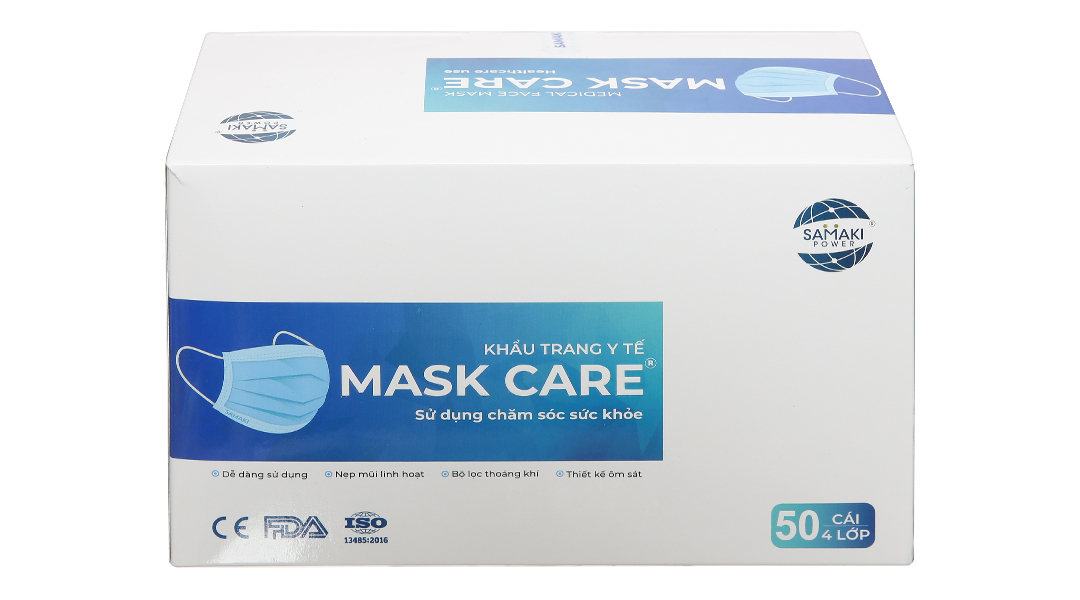 Khẩu trang y tế Mask Care 4 lớp màu xanh