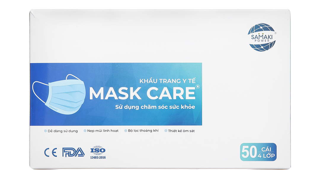 Khẩu trang y tế Mask Care 4 lớp màu xanh