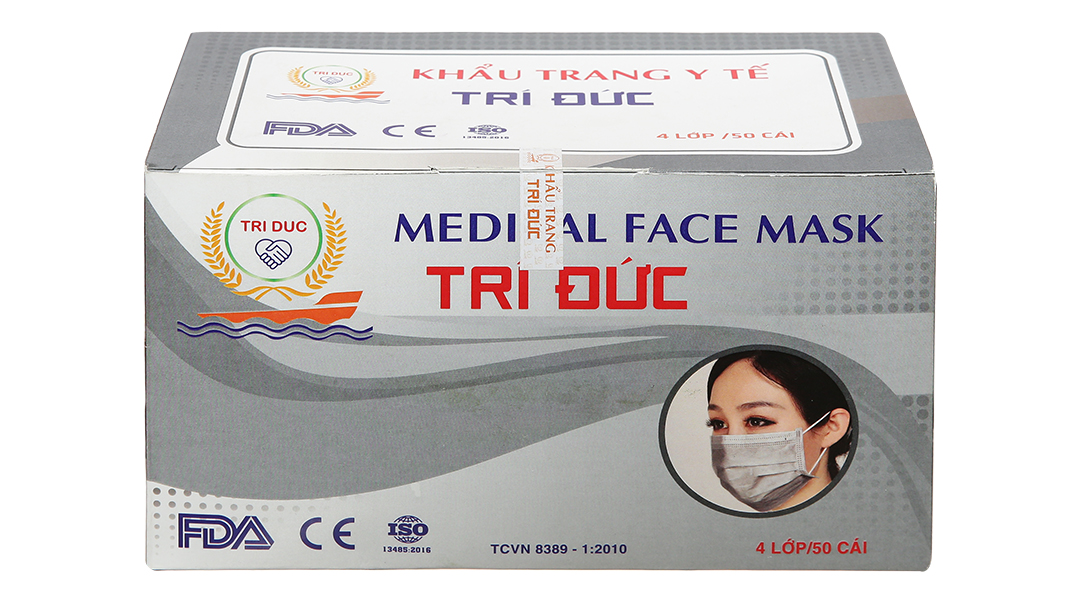 Khẩu trang y tế Trí Đức 4 lớp màu xám
