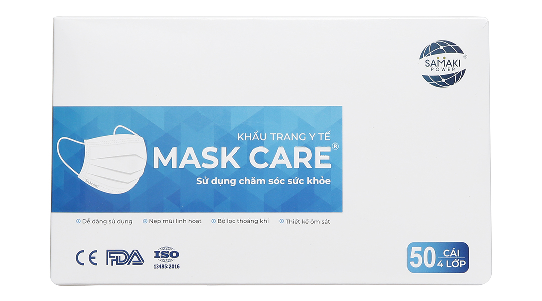 Khẩu trang y tế Mask Care 4 lớp màu trắng