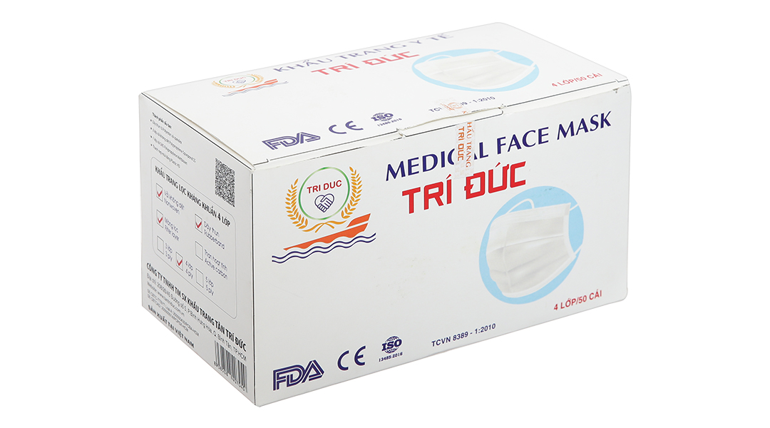 Khẩu trang y tế Trí Đức 4 lớp màu trắng hộp 50 cái giảm 10k - 06 ...