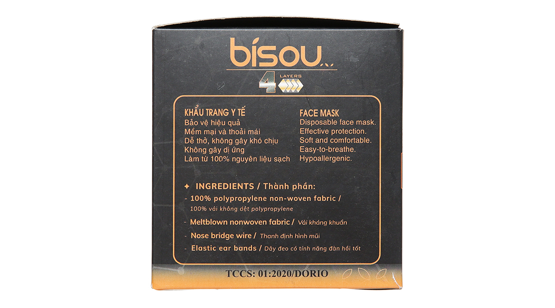 Khẩu trang y tế Bísou 4 lớp màu đen